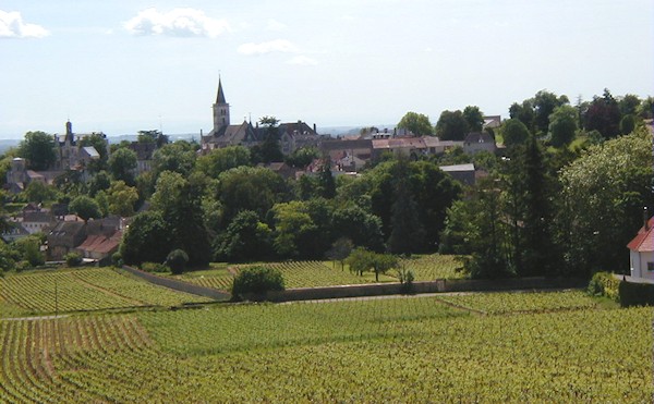 View on Rully and the Clos du Chapitre from Les Cloux